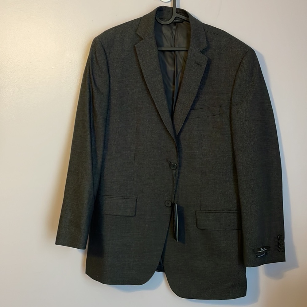 Marc Anthony Modern Fit Black White Dot Silk Wool Blend Blazer size 40R - Picture 1 of 16